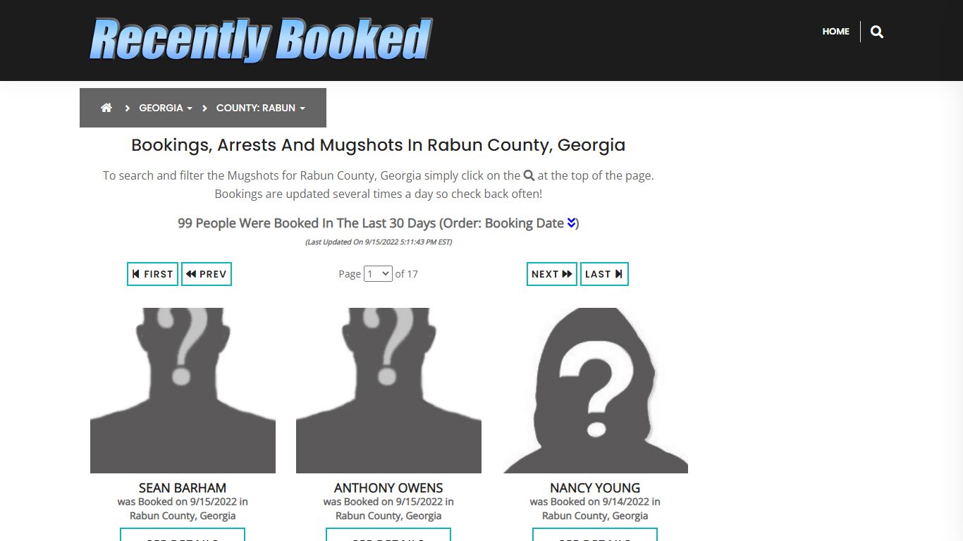 Recent bookings, Arrests, Mugshots in Rabun County, Georgia